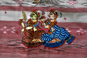 White Red Sutaluga Raja Theme Pattachitra Saree