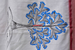 White Red Sutaluga Raja Theme Pattachitra Saree