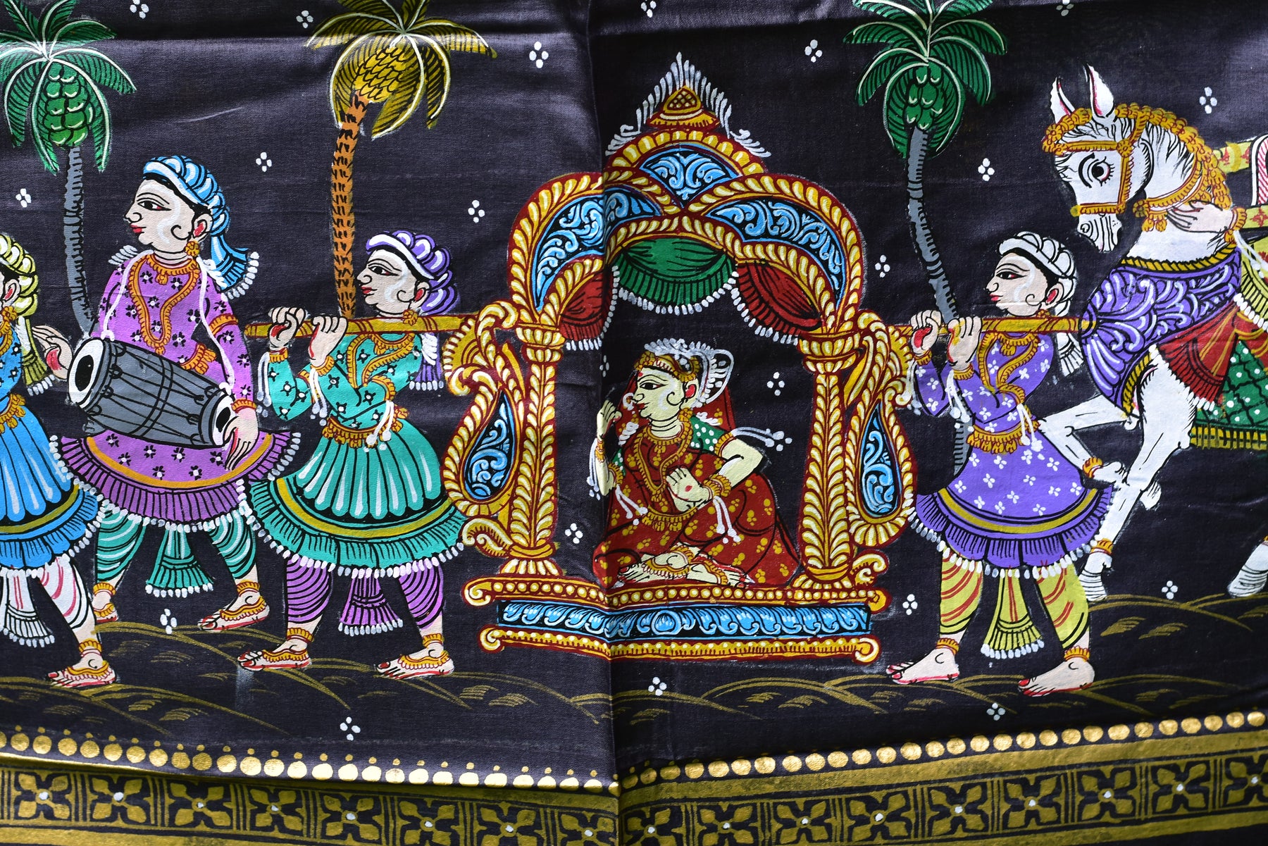 Bahaghara Pattachitra Black Silk Dress Set