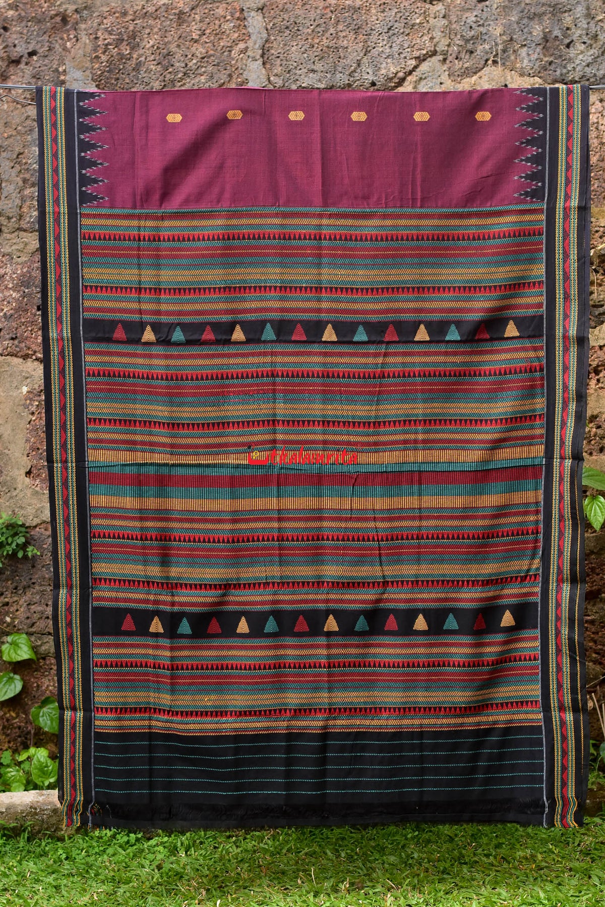 Maroon Dongria Cotton Saree