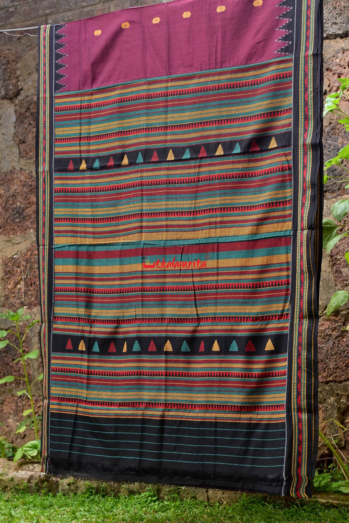 Maroon Dongria Cotton Saree