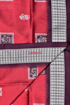 Maroon Tribal Box Bomkai Silk