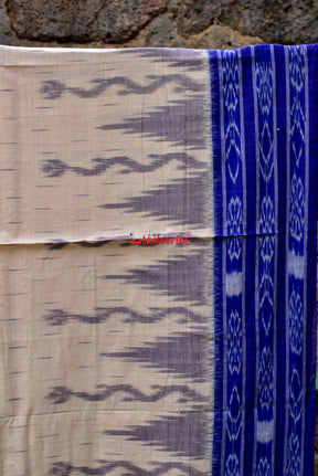 Off White Blue Daali Scot Saree