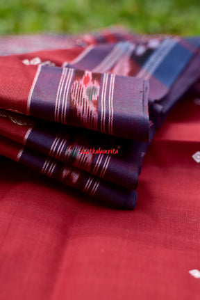Maroon Dark Grey Pittala Cotton Saree