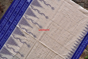 Off White Blue Daali Scot Saree