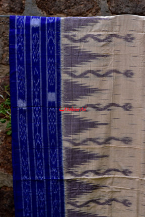 Off White Blue Daali Scot Saree