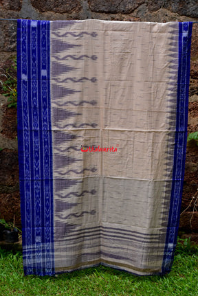 Off White Blue Daali Scot Saree