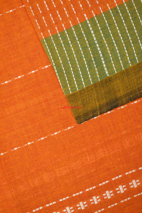 Rust Nartaki Dhalapathar Cotton Saree
