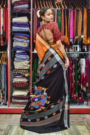 Rust Nartaki Dhalapathar Cotton Saree