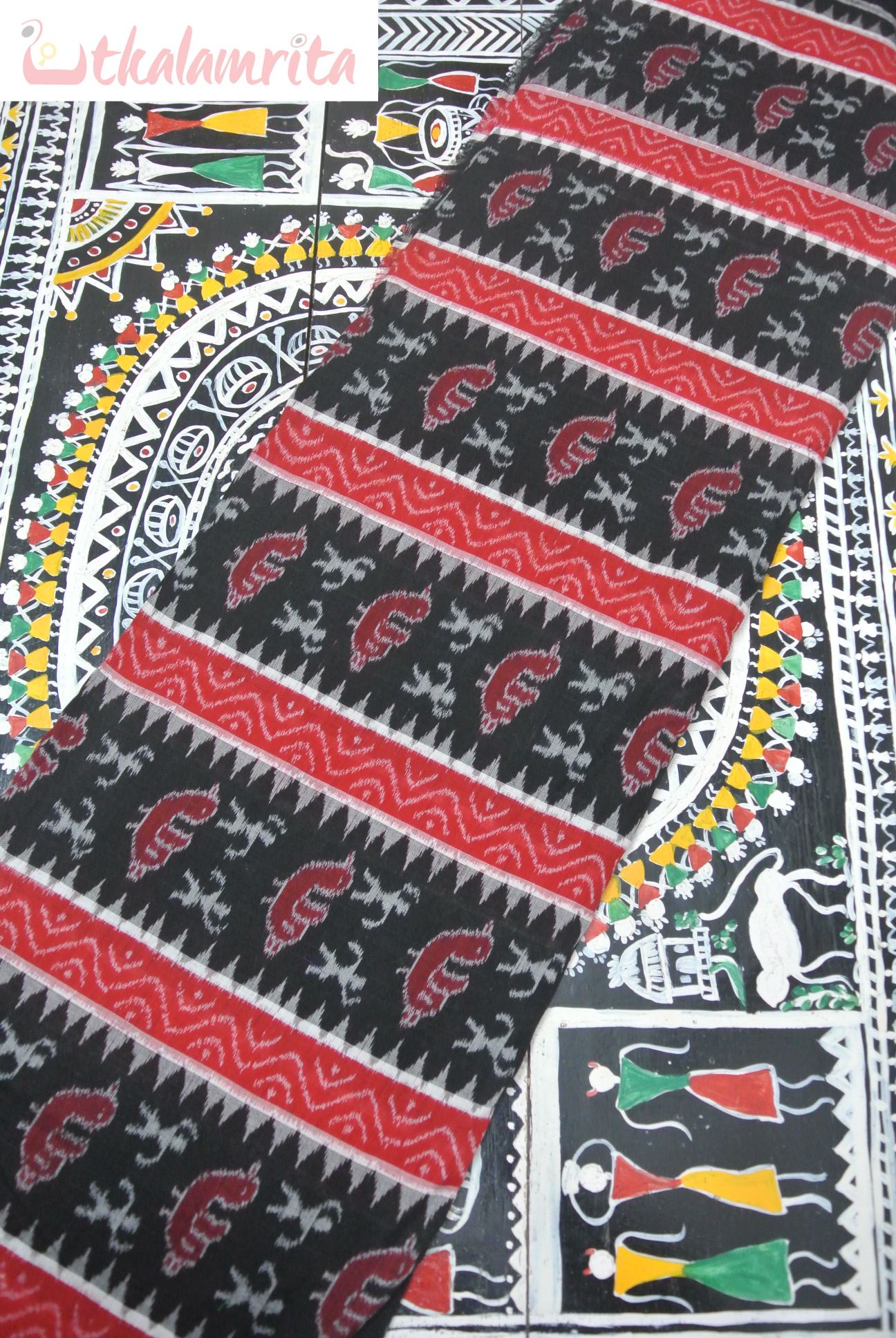 Red Black Ducks Tribals (Fabric)