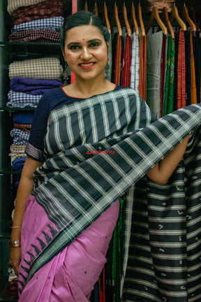 Pink Double Anchal Berhampuri Silk Saree