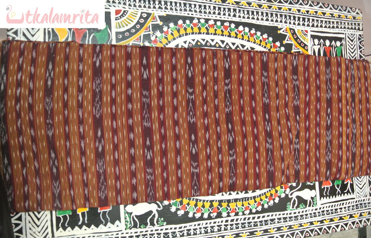 Maroon Ikat Sambalpuri Fish (Fabric)