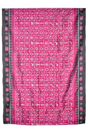 Magenta Odia Alphabets Khandua Silk Saree