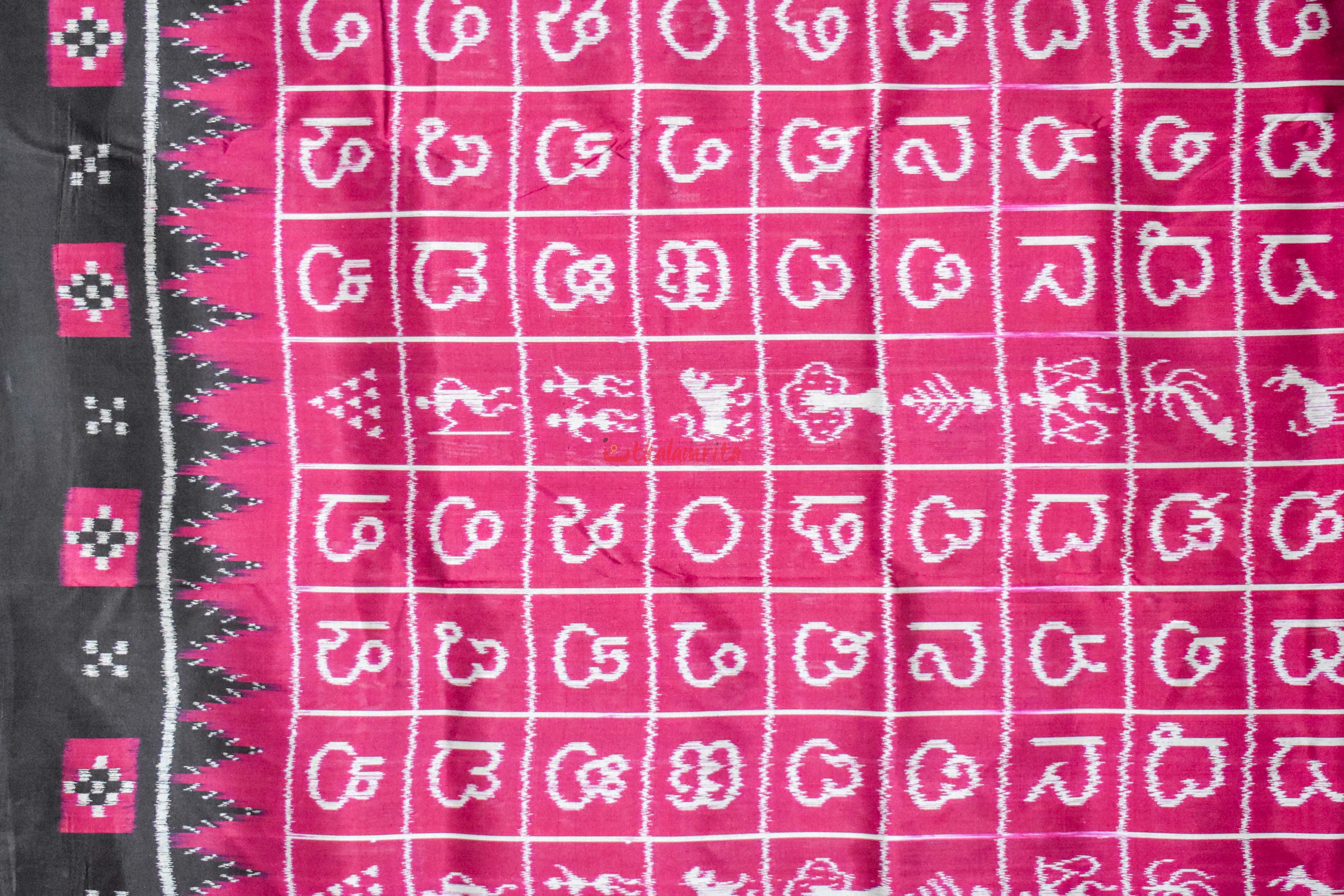 Magenta Odia Alphabets Khandua Silk Saree