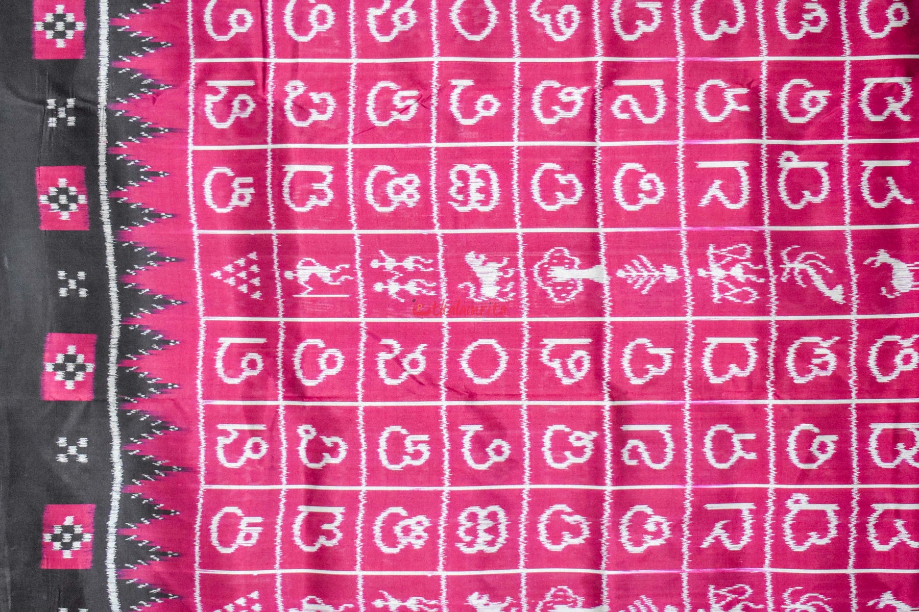 Magenta Odia Alphabets Khandua Silk Saree