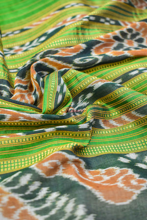 Green Red Temples Khandua Silk Saree