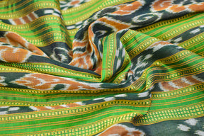 Green Red Temples Khandua Silk Saree