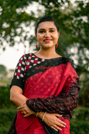 Red Phoda Kumbha Patli Cotton Saree