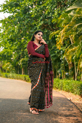 Tribal With Black Ikat Designer Saree