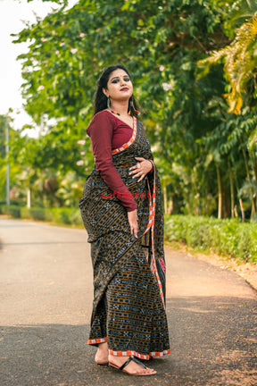 Tribal With Black Ikat Designer Saree