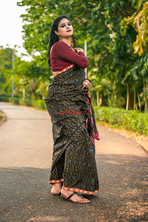 Tribal With Black Ikat Designer Saree