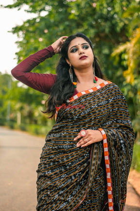 Tribal With Black Ikat Designer Saree