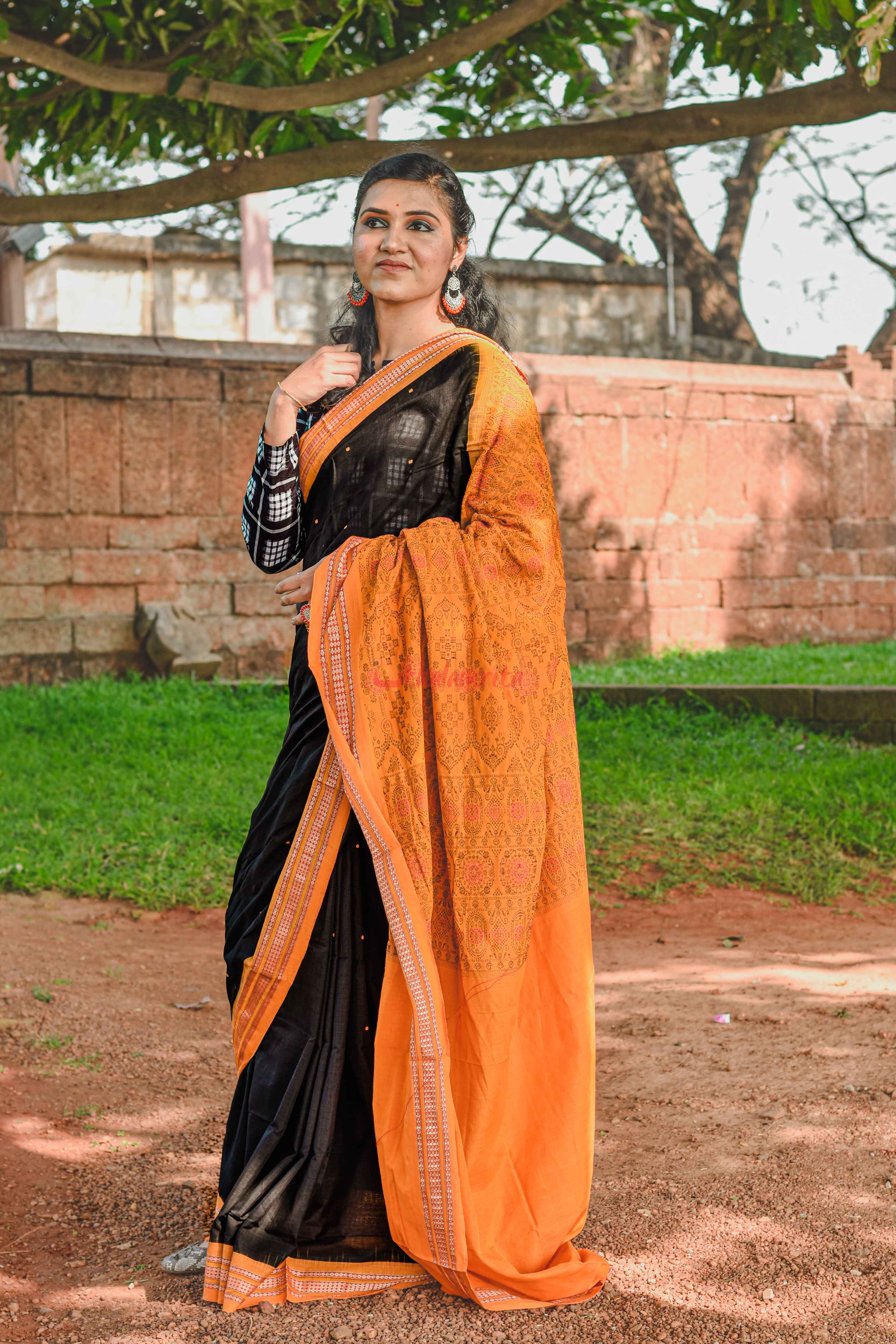 Black Buti Bomkai Saree