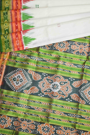 Green Red Temples Khandua Silk Saree