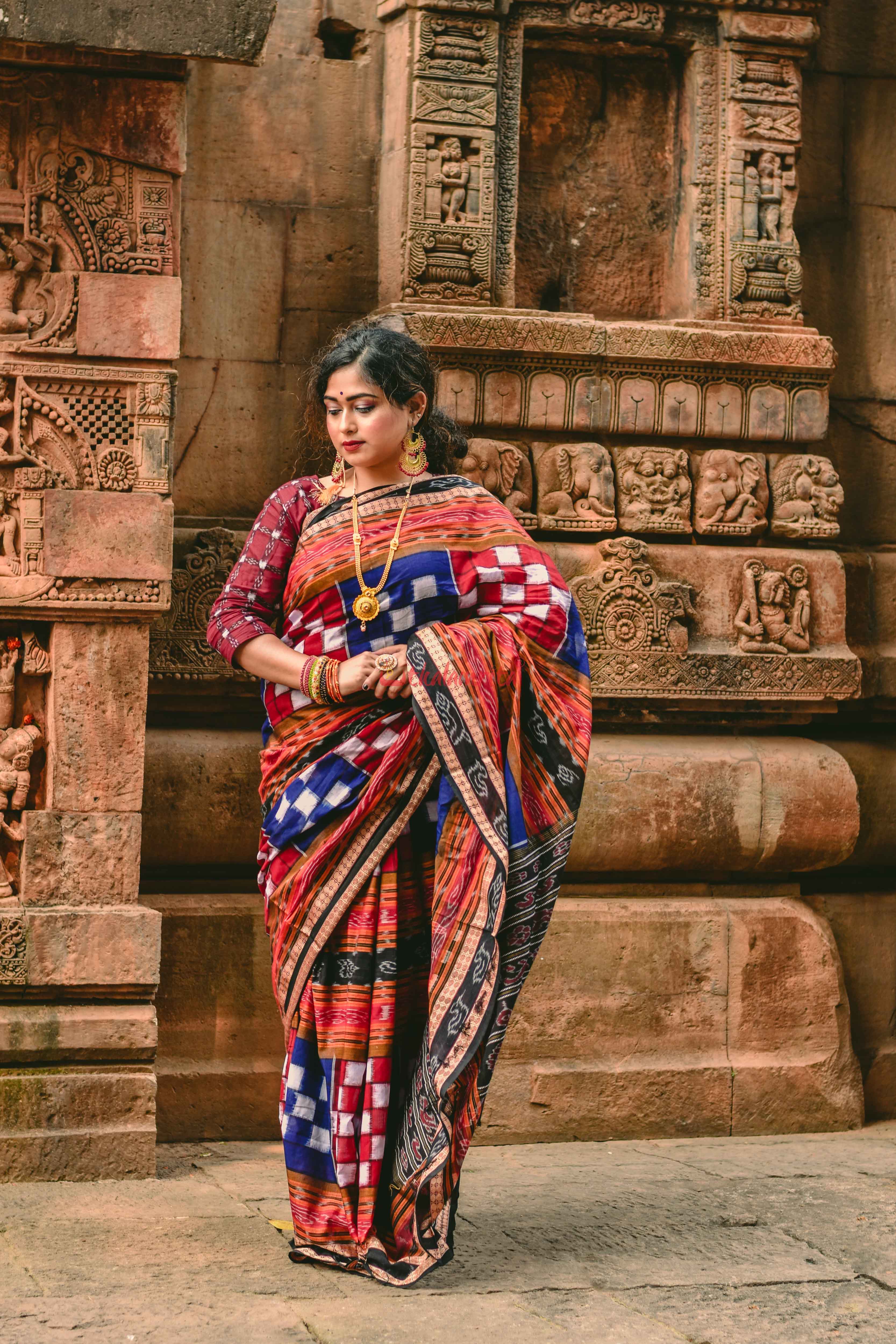 Blue Red Bichitrapuri Saree