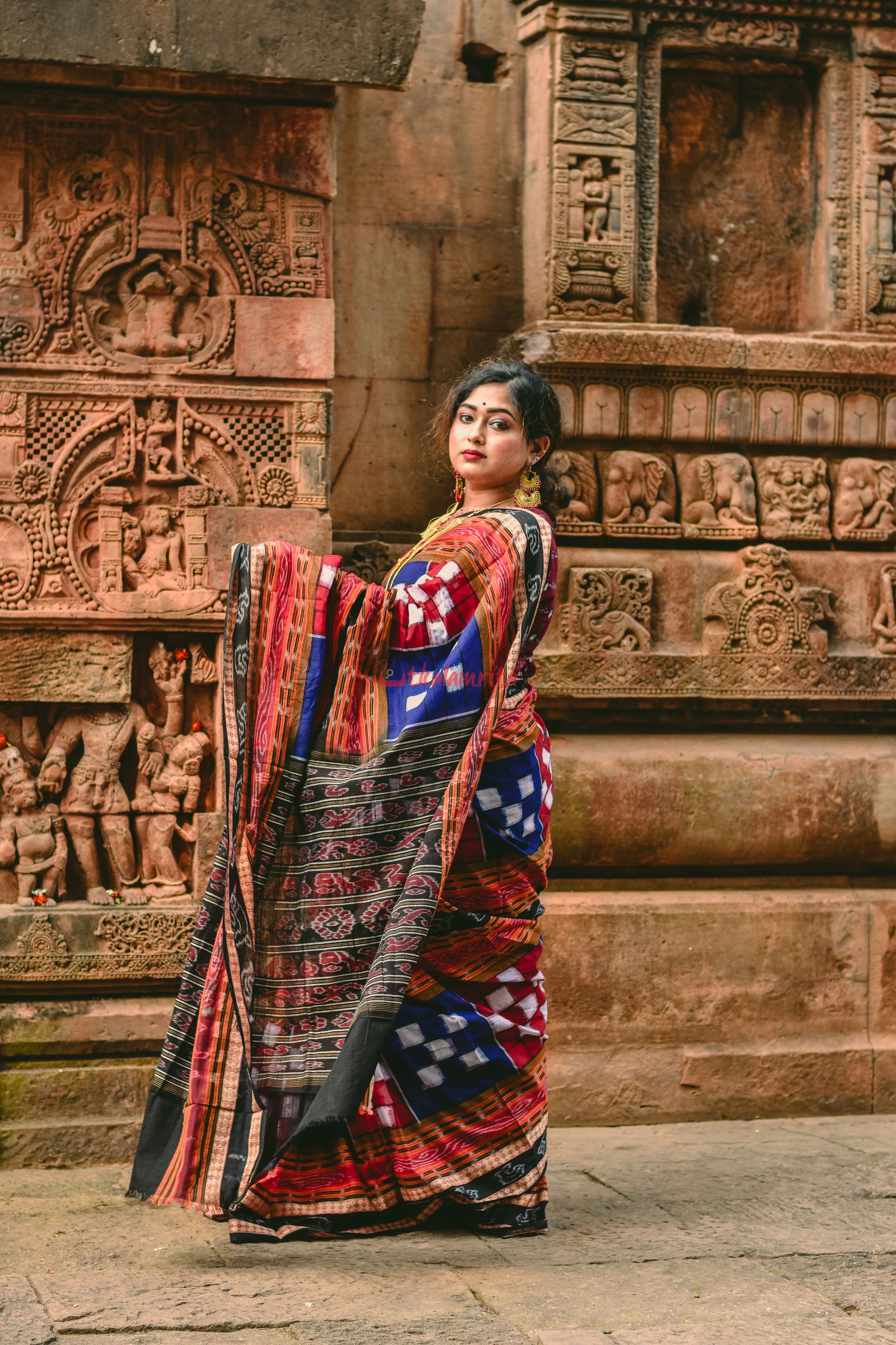 Blue Red Bichitrapuri Saree