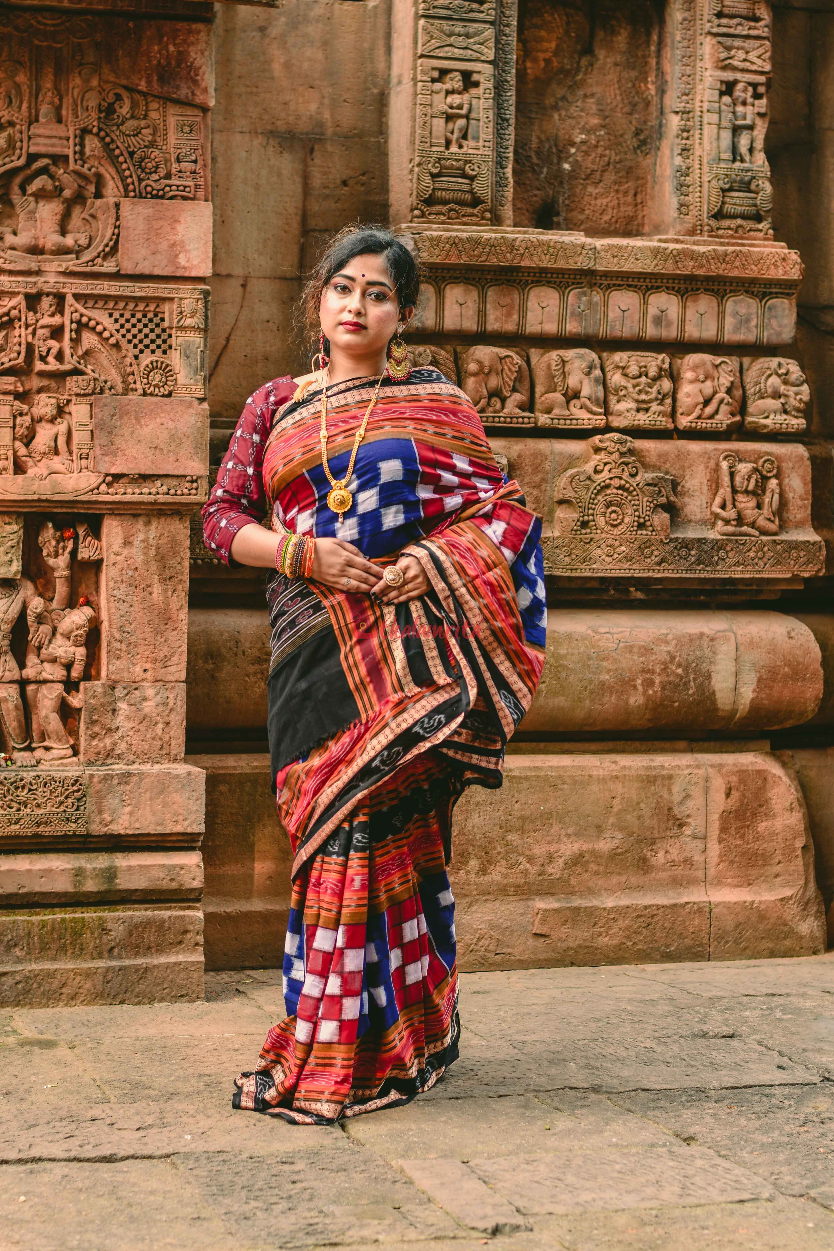 Blue Red Bichitrapuri Saree