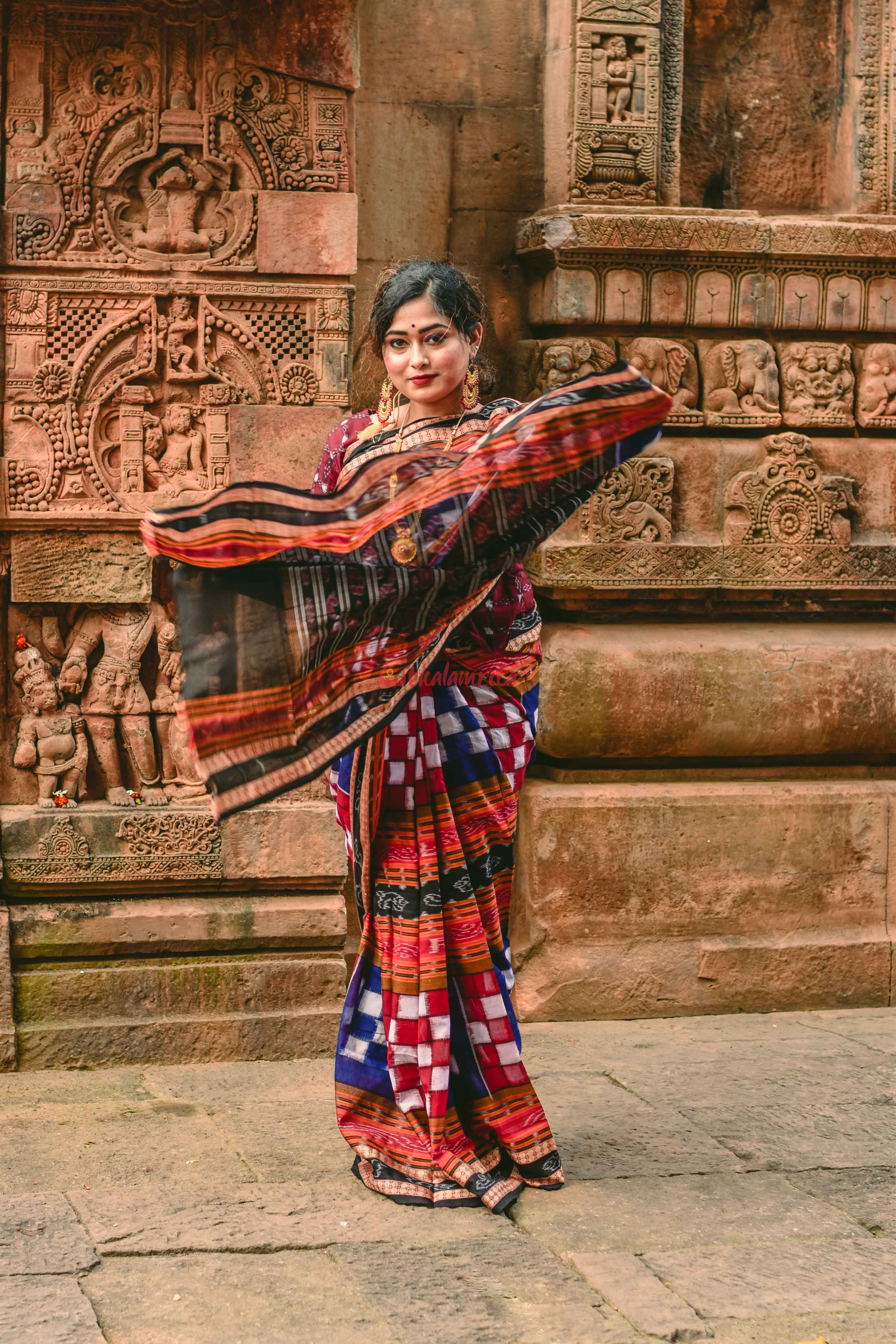 Blue Red Bichitrapuri Saree