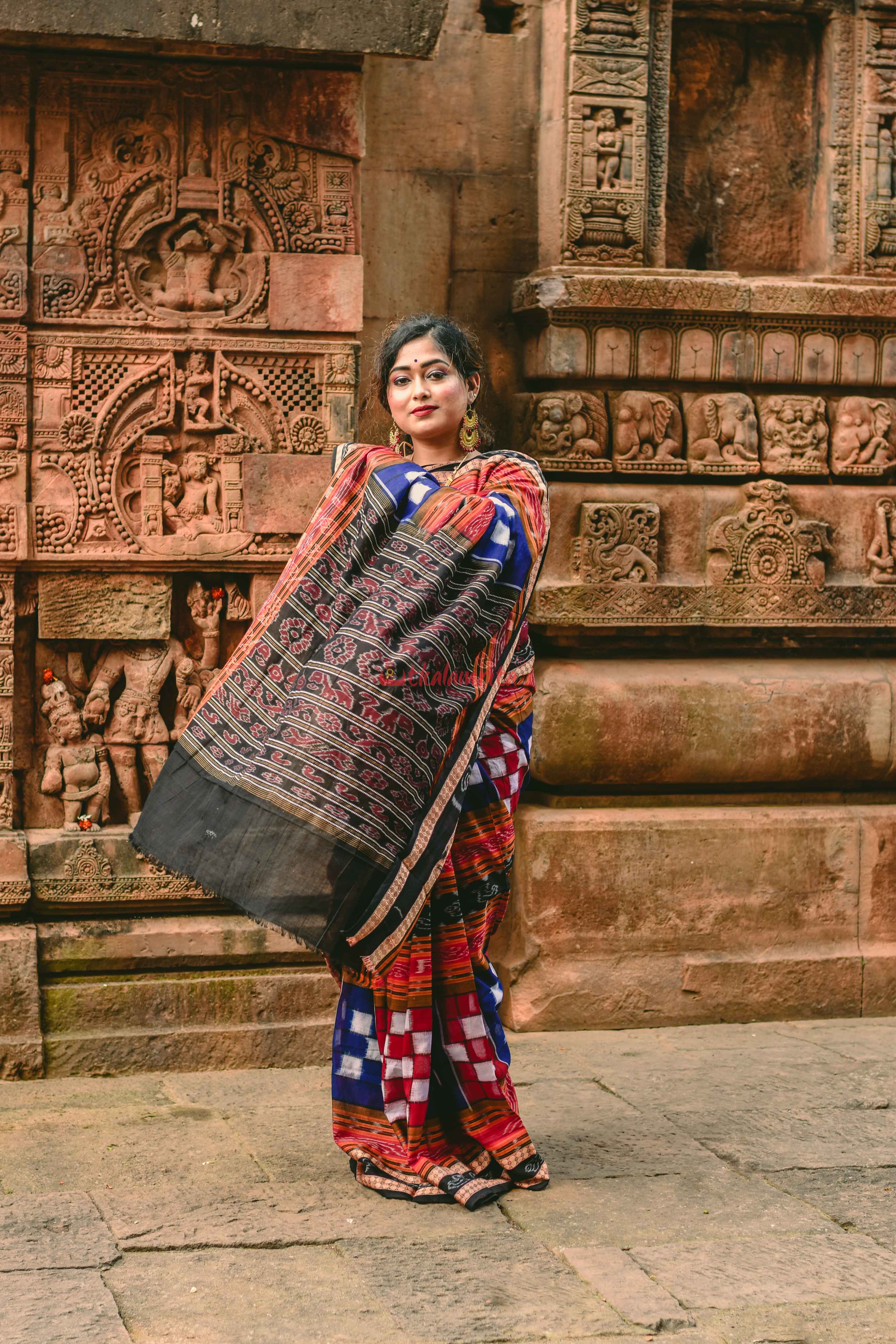 Blue Red Bichitrapuri Saree