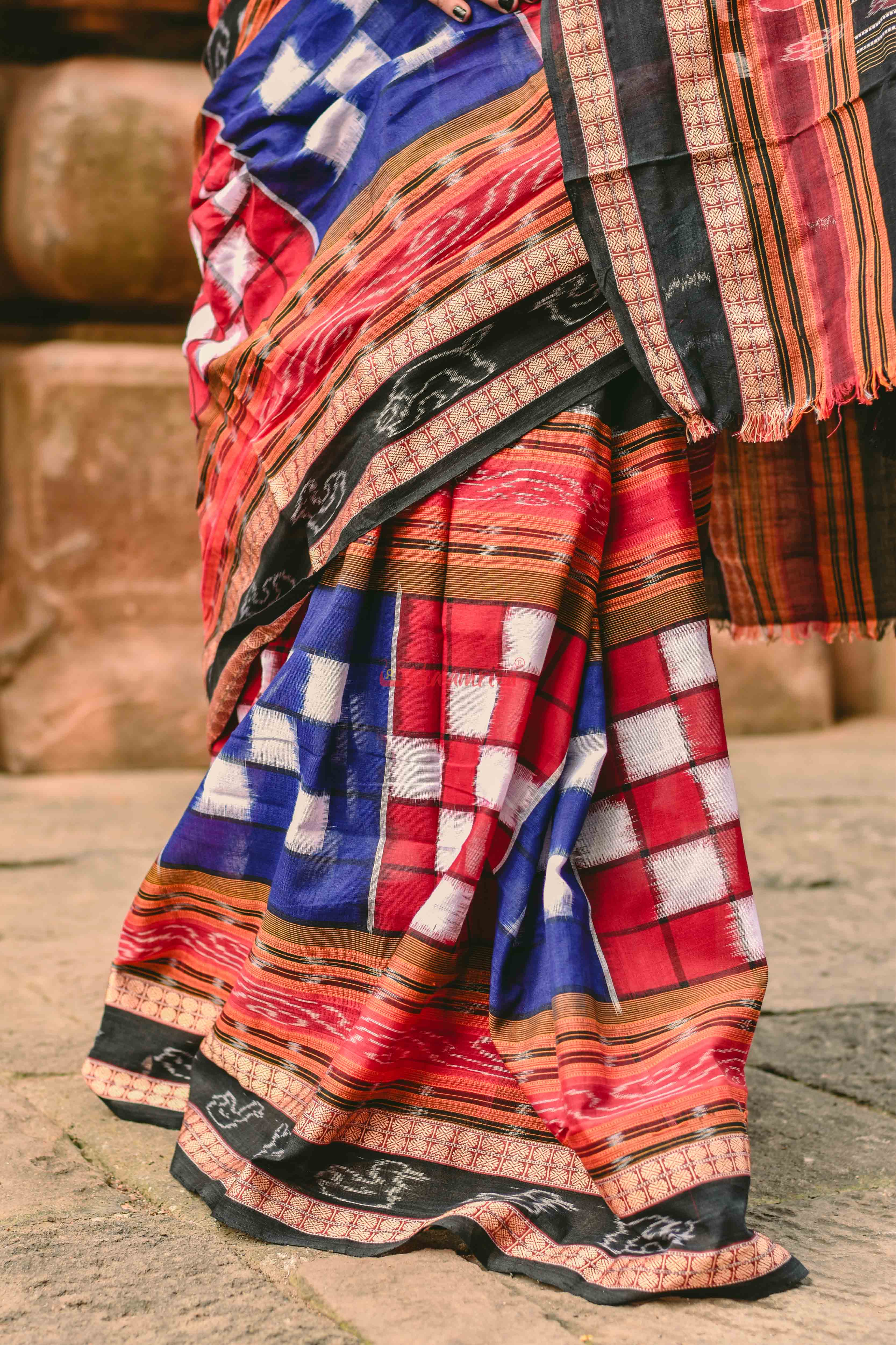 Blue Red Bichitrapuri Saree