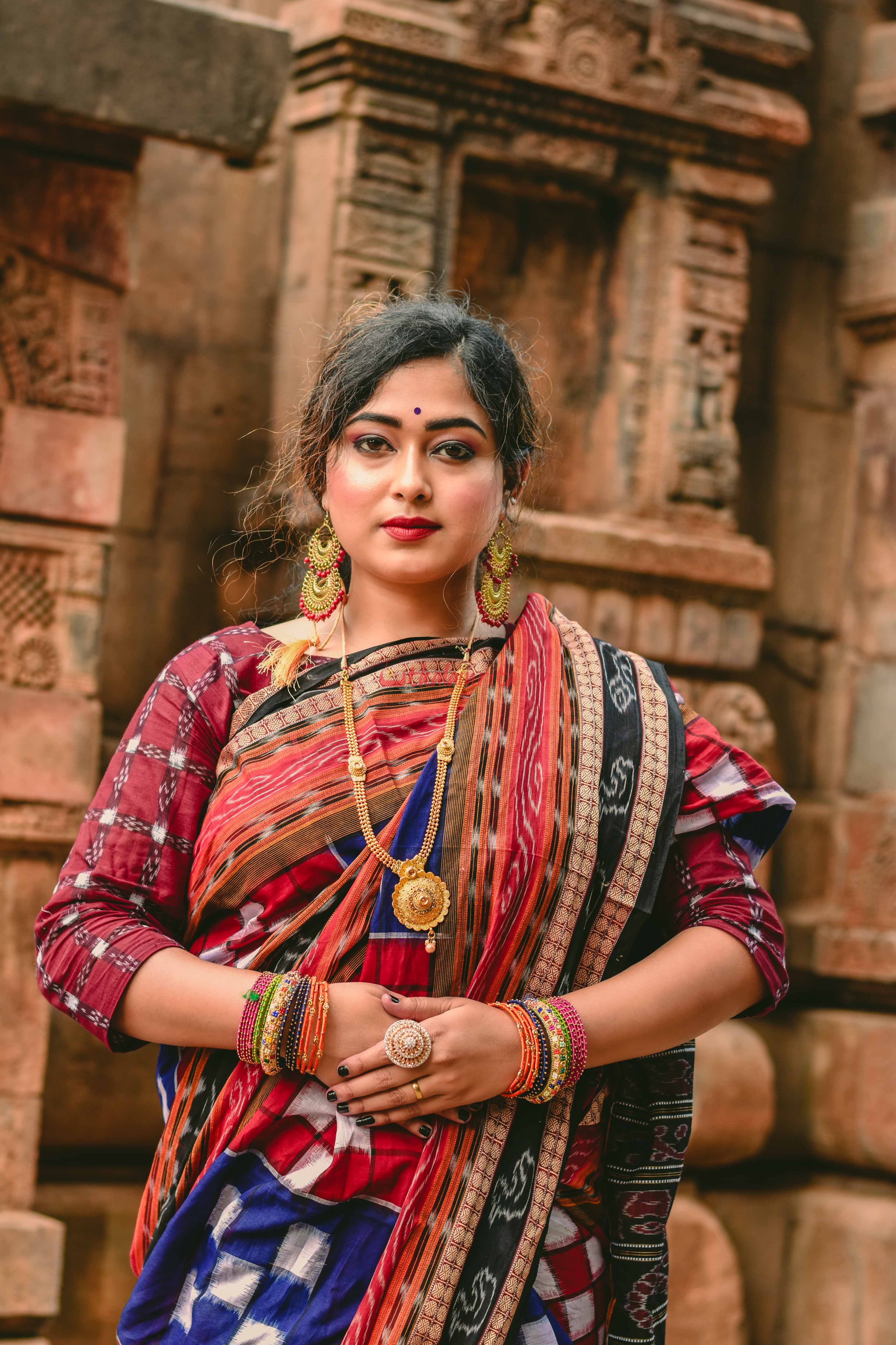 Blue Red Bichitrapuri Saree
