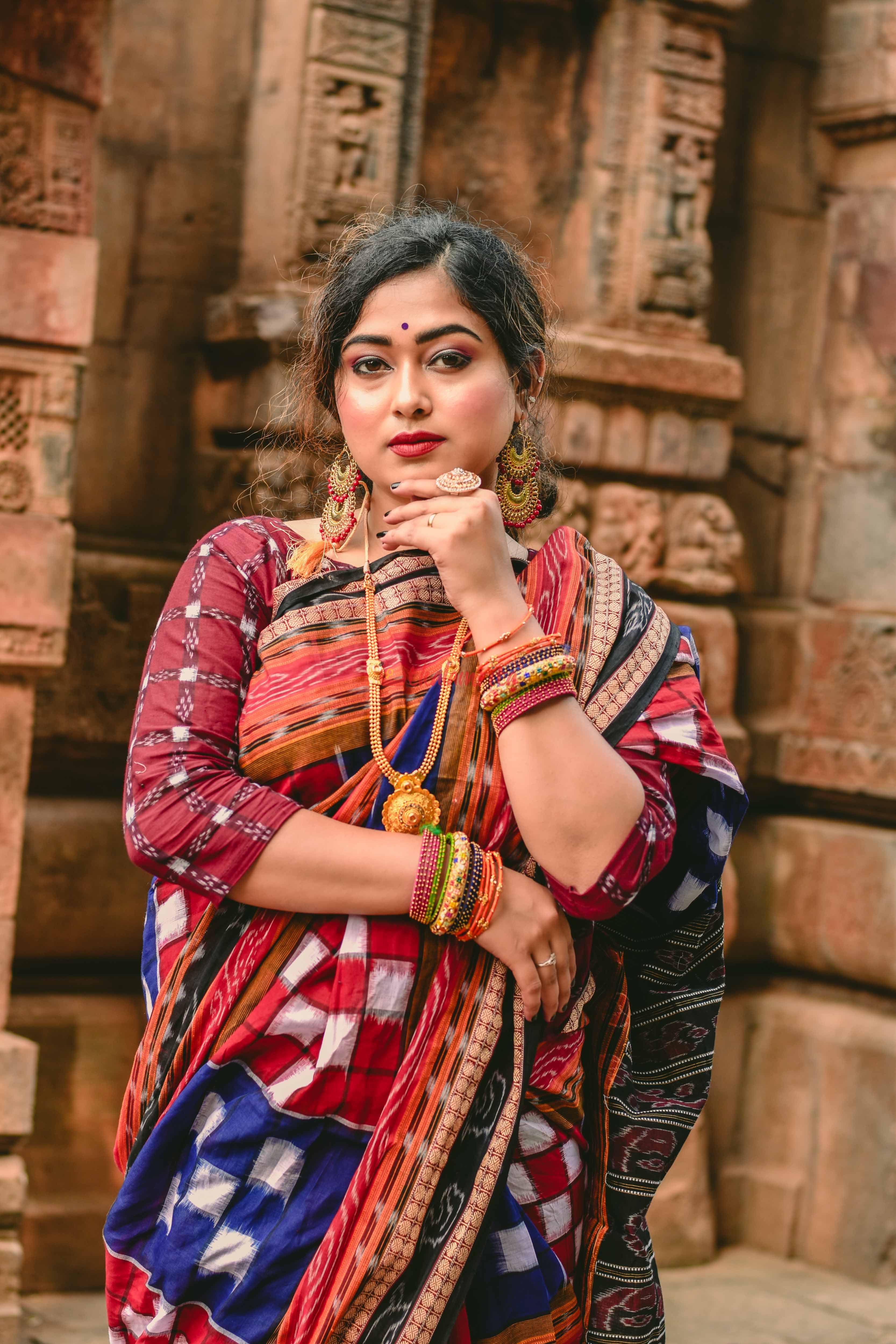 Blue Red Bichitrapuri Saree