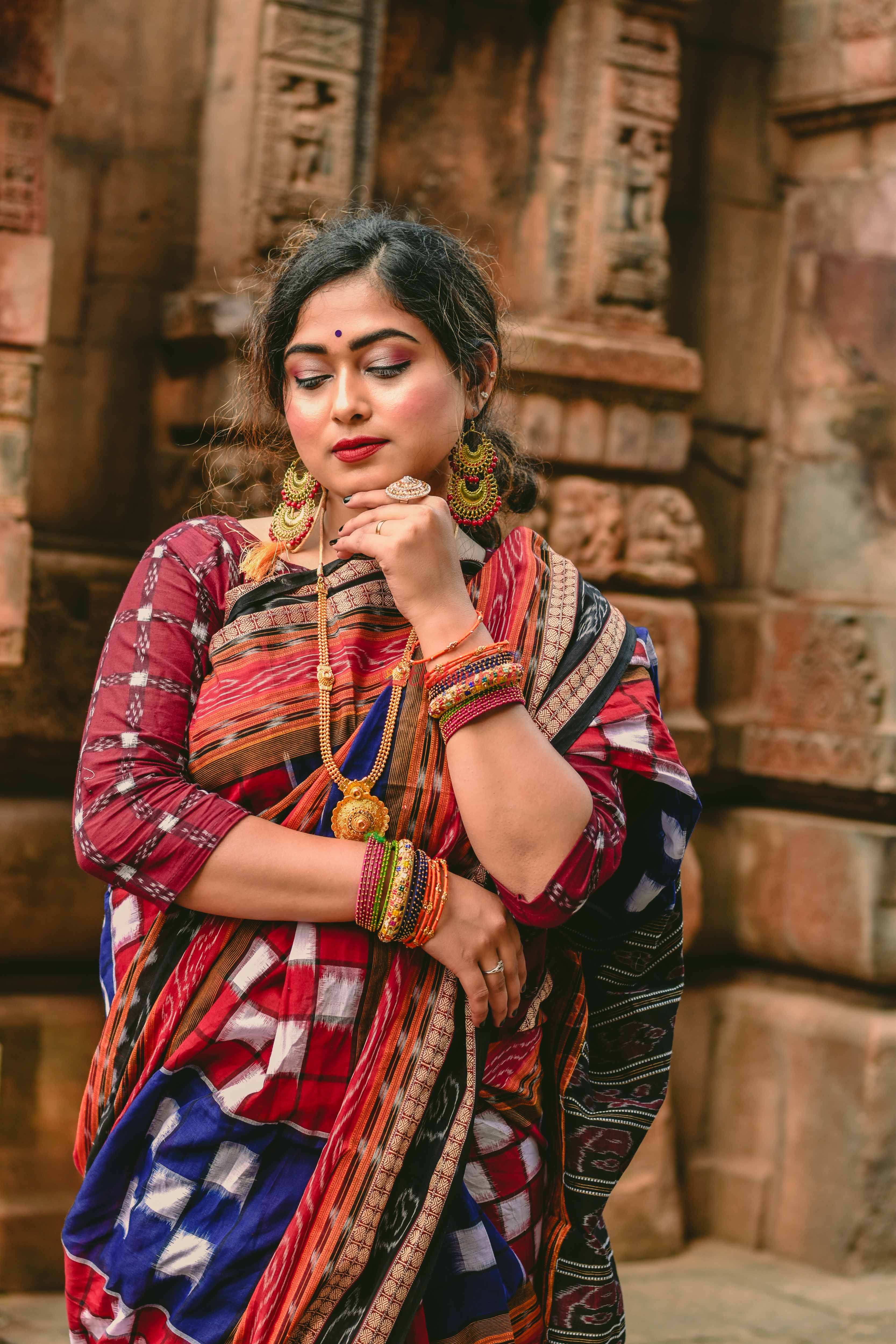 Blue Red Bichitrapuri Saree