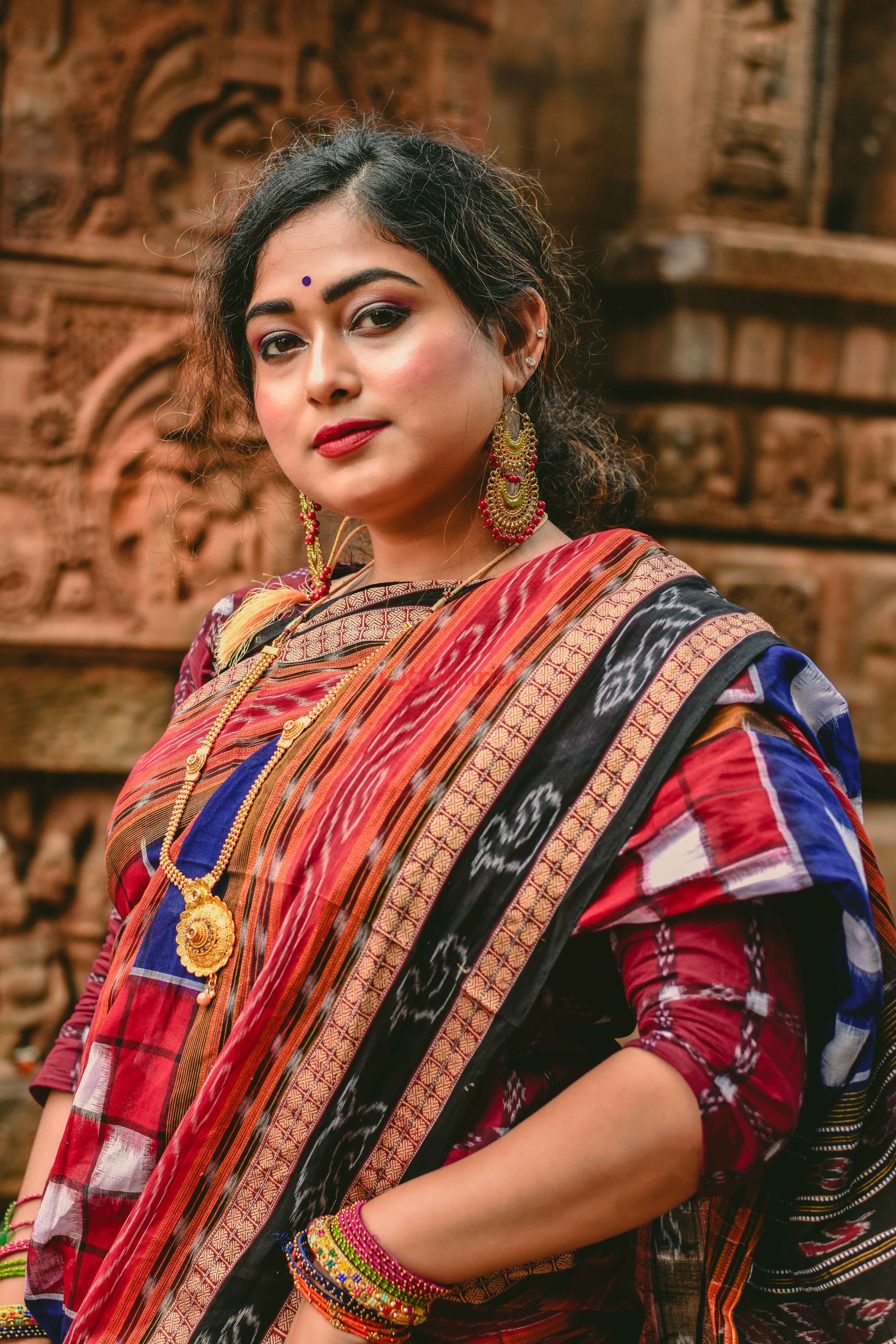Blue Red Bichitrapuri Saree