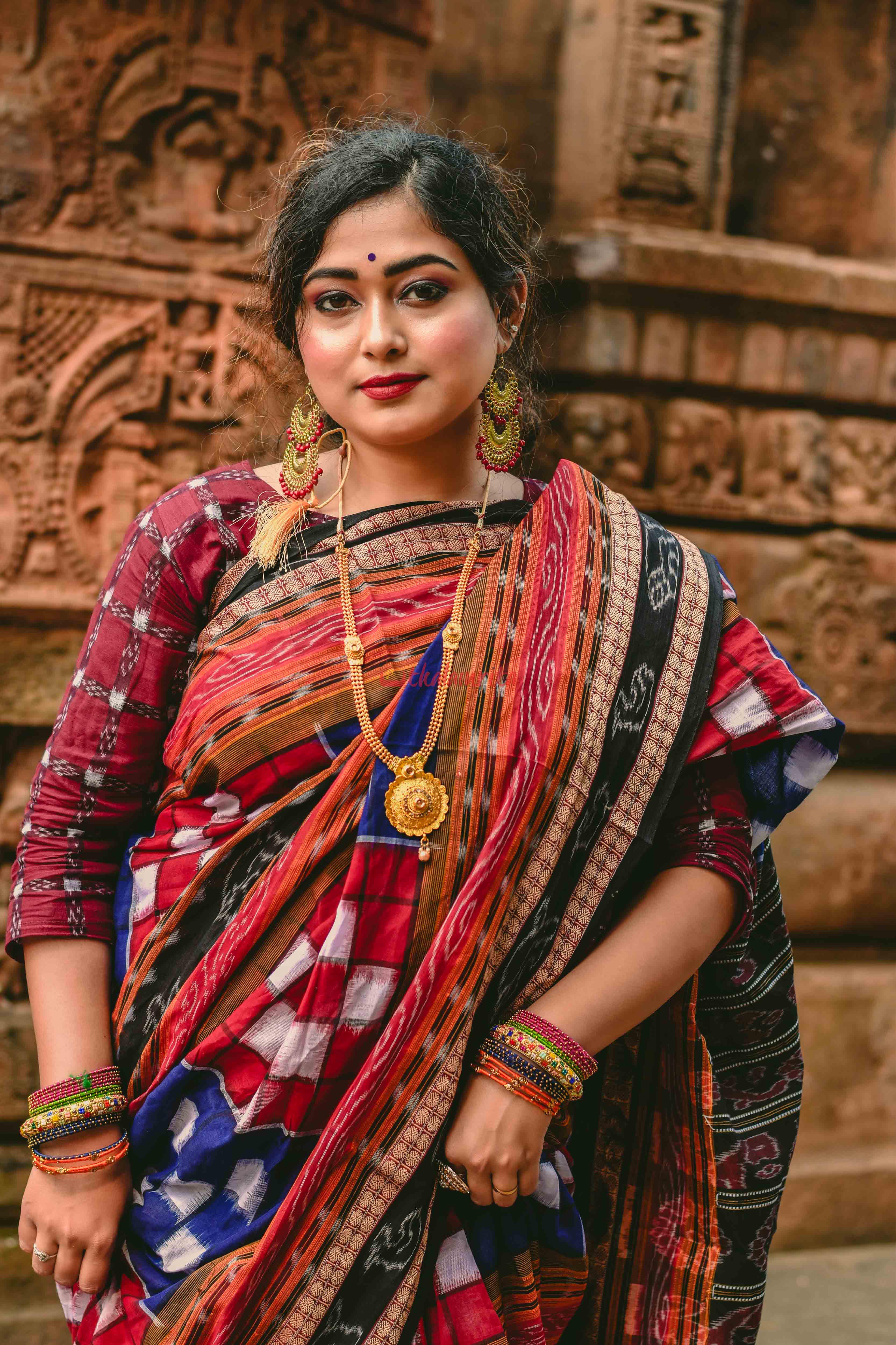 Blue Red Bichitrapuri Saree
