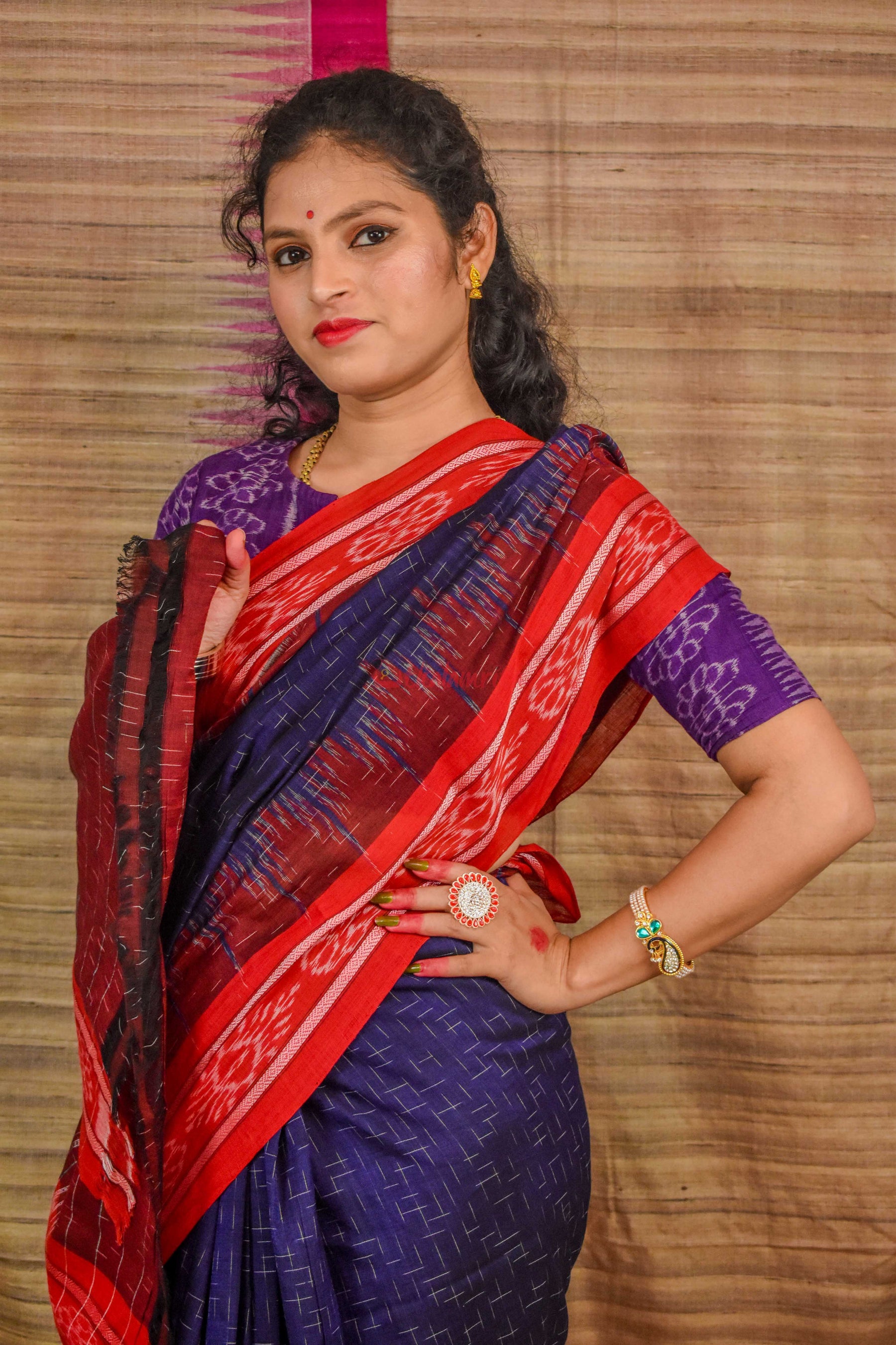 Navy Blue Red  Jharana