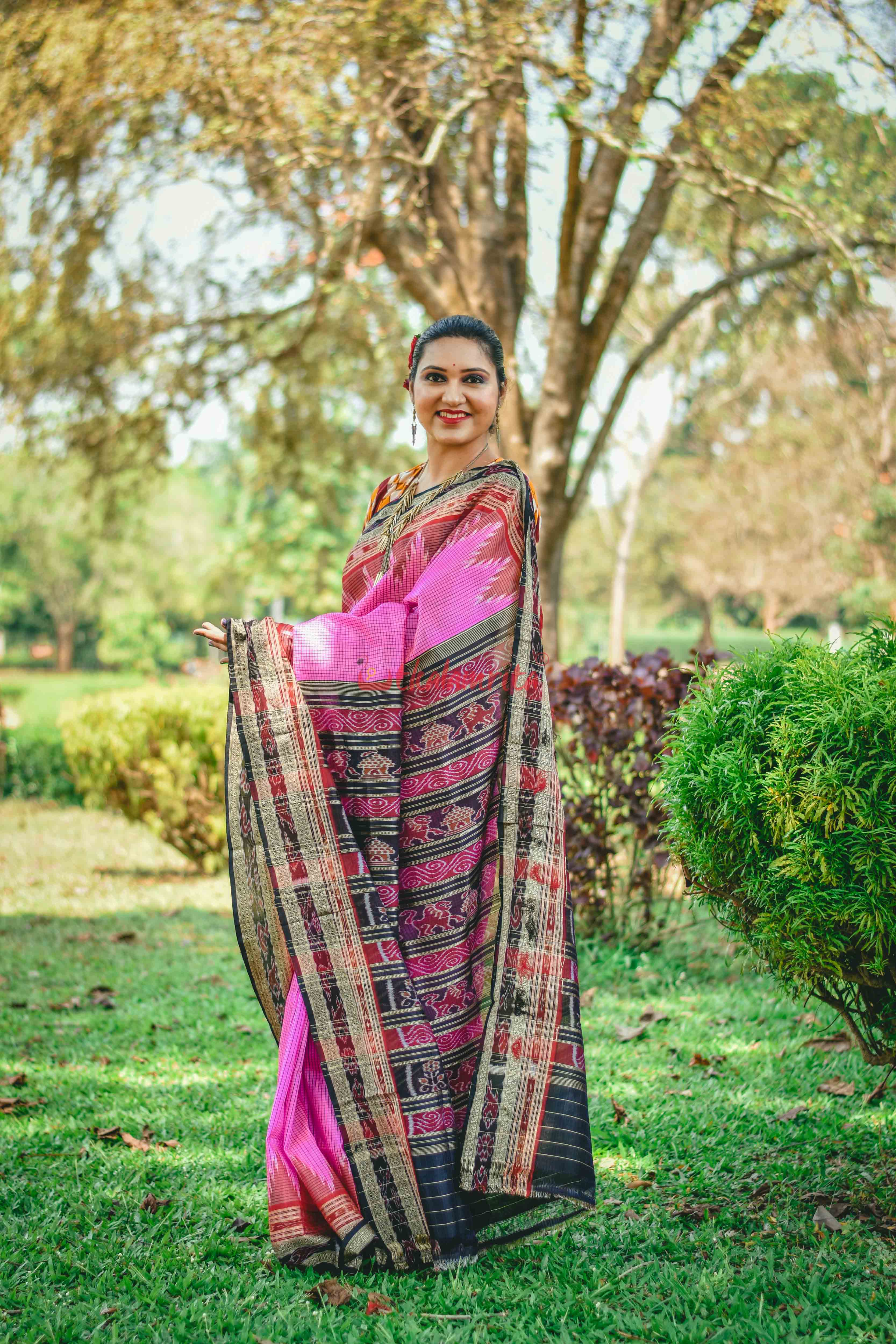 Pink Sachipar Khandua Silk Saree