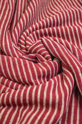 Maroon White Thin Line Stripes Kotpad (Fabric)