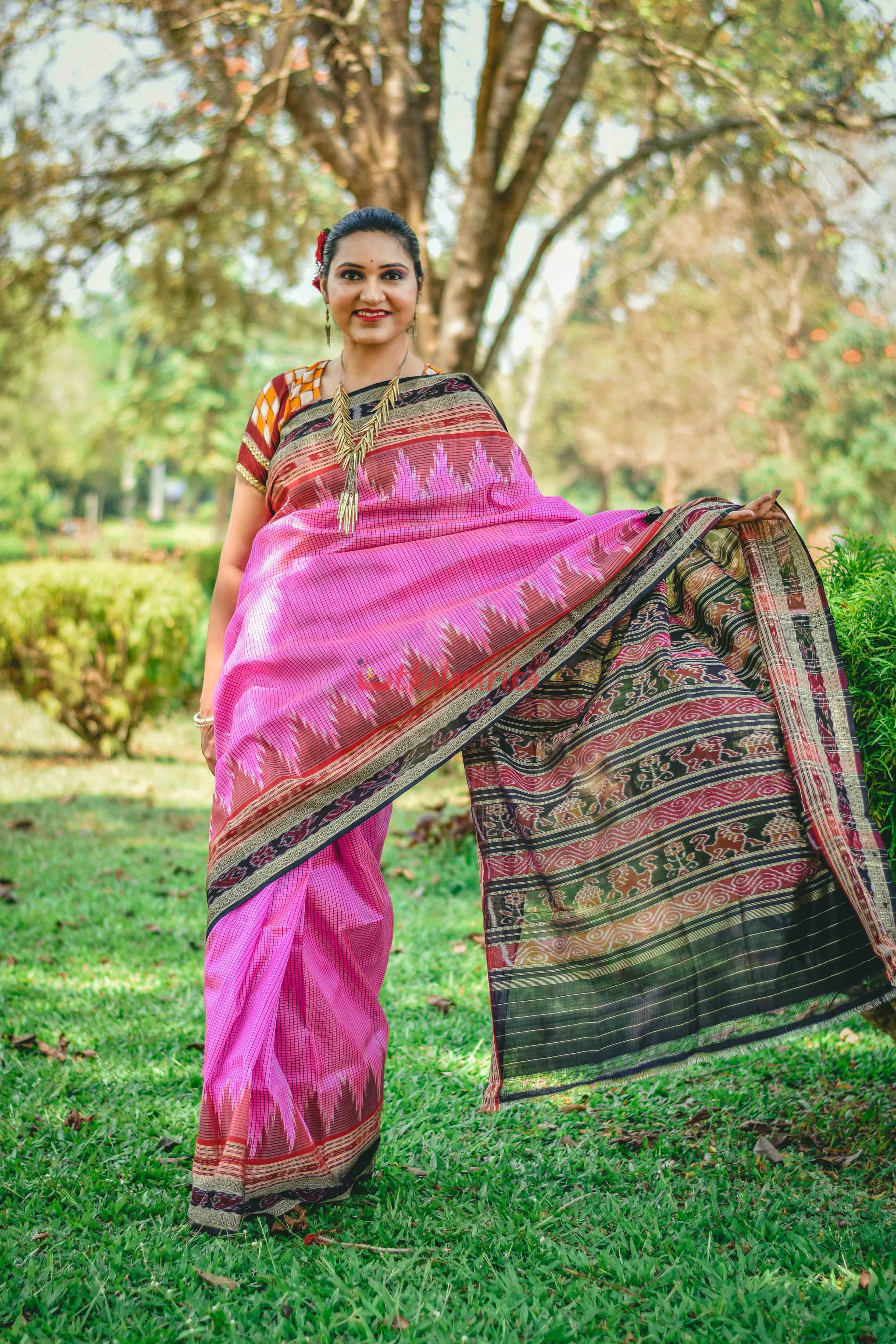 Pink Sachipar Khandua Silk Saree