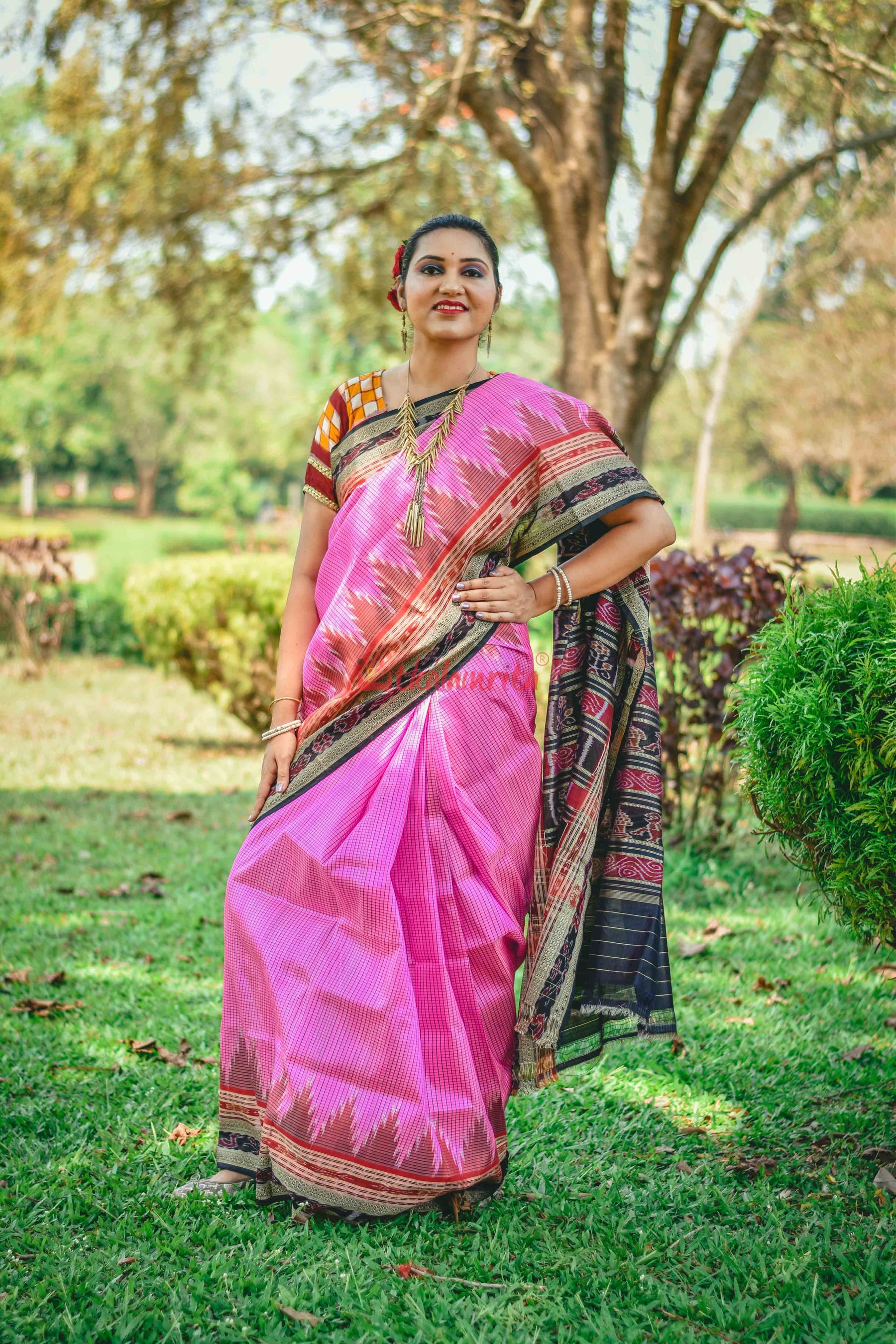 Pink Sachipar Khandua Silk Saree
