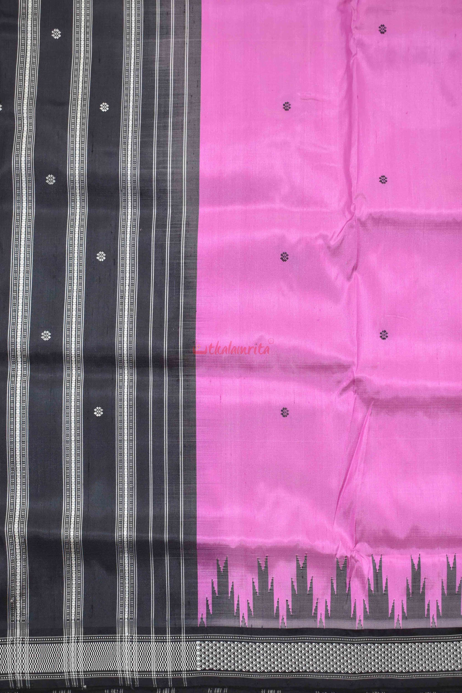 Pink Double Anchal Berhampuri Silk Saree