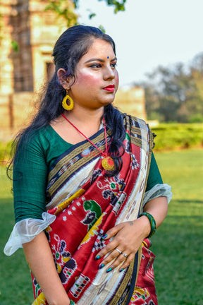 Red Nabarangi Khandua Silk Saree