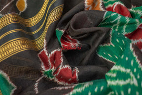 Black Red Flowers Khandua Silk Saree