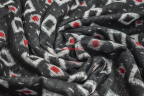 White Ikat Designer Cotton Saree