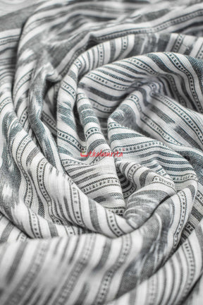 White Ikat Designer Cotton Saree