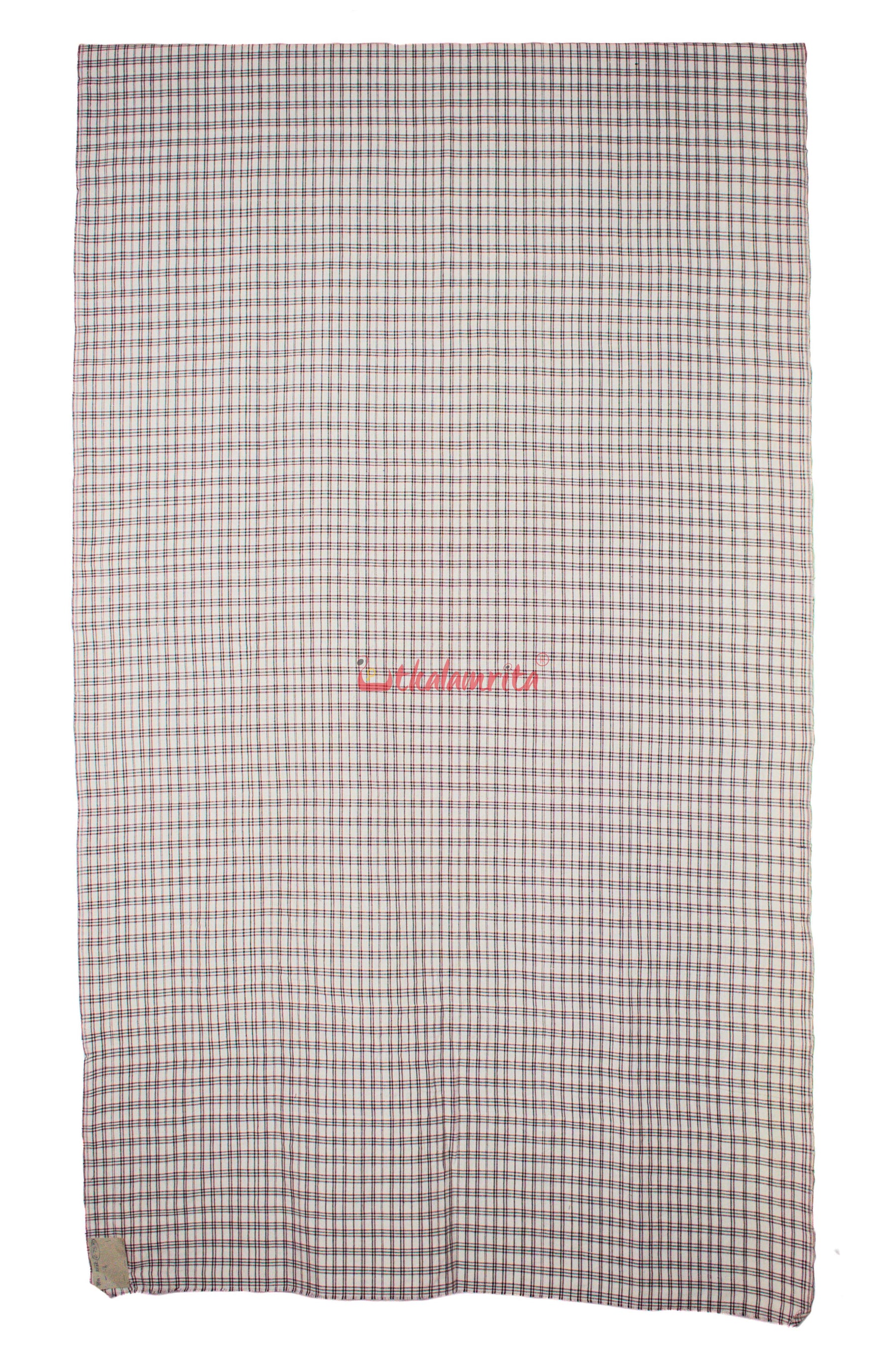 White Black Maroon Checks Kotpad (Fabric)